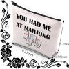BDPWSS Funny Mahjong Makeup Bag Mahjong Lover Gift Mahjong Tiles Bag Mahjong Board Game Storage Bag Mah Jongg Player Gift (Had at maj) view 2