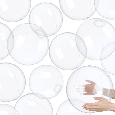 Hungdao 12 Pieces Inflatable Clear Beach Ball Bulk 16 Inchtransparent Swimming Pool Bubble Ball for Ocean Under The Sea Hawaii Summer Luau Party DIY Favors