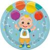 Cocomelon Birthday Party Supplies Bundle Pack includes 16 Dessert Plates, 16 Lunch Plates, 16 Napkins, 1 Table Cover, 1 Happy Birthday Banner, 1 Dinosaur Sticker Sheet (Bundle for 16) view 3