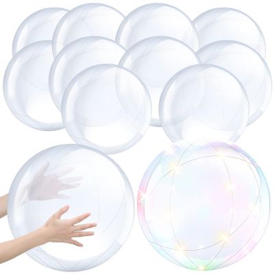 Hungdao12 Pieces Inflatable Clear Beach Ball Bulk 16 Inch 24 Inch Transparent Swimming Pool Bubble Ball for Ocean Under The Sea Hawaii Summer Luau Party DIY Favors