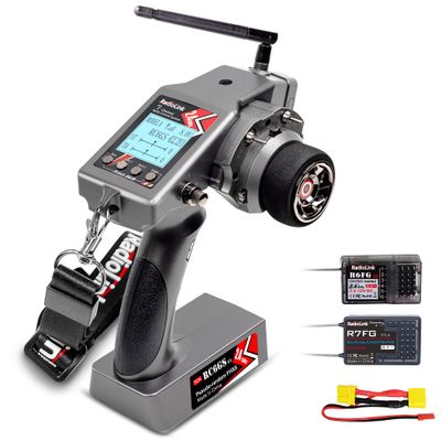 Radiolink RC6GS V3 7 Channels RC Radio Transmitter with R7FG & R6FG Gyro 2Pcs Receivers 2.4GHz 600m for Remote Control Car, Truck, Buggy, Racing Vehicle, Crawler, RC Boat