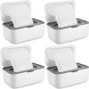 4 Pieces Wipes Dispenser Baby Wipes Case Container Case Wet Wipe Holder with Sealing Design Refillable Baby Wipe Dispenser Easy Open and Close (Gray) view 1