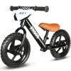 KRIDDO Toddler Balance Bike 2 Year Old,12 Inch Push Bicycle with Customize Plate (3 Sets of Stickers Included), Steady Balancing, Gift Bike for 2-5 Boys Girls, Black view 1