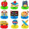 9 Pieces Back to School Party Table Decorations First Day of School Table Centerpieces School Bus Honeycomb Centerpiece Table Topper Welcome Back to School Party Supplies for Home Classroom Decoration view 1