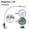 Microscope Kit Table Machine LED Lamp Illuminated Magnifier 10X Microscope Magnifying Glass with Stand Microscope Lens Adapters (Color : PD-032AL 10X White) view 2