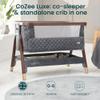 Tutti Bambini CoZee Luxe Bedside Bassinet & Sleeper for Newborns to 6 Months, Adjustable Height Portable Baby Bassinet with Mattress, Safety Straps & Travel Bag (Walnut/Slate) view 2