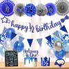 Hombae Half Birthday Decorations - Boy Supplies, Blue Glitter Banner, 1/2 Birthday Hat, Cake Topper, Fans & Pom Poms view 1