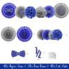 Hombae Half Birthday Decorations - Boy Supplies, Blue Glitter Banner, 1/2 Birthday Hat, Cake Topper, Fans & Pom Poms view 3
