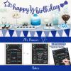 Hombae Half Birthday Decorations - Boy Supplies, Blue Glitter Banner, 1/2 Birthday Hat, Cake Topper, Fans & Pom Poms view 4