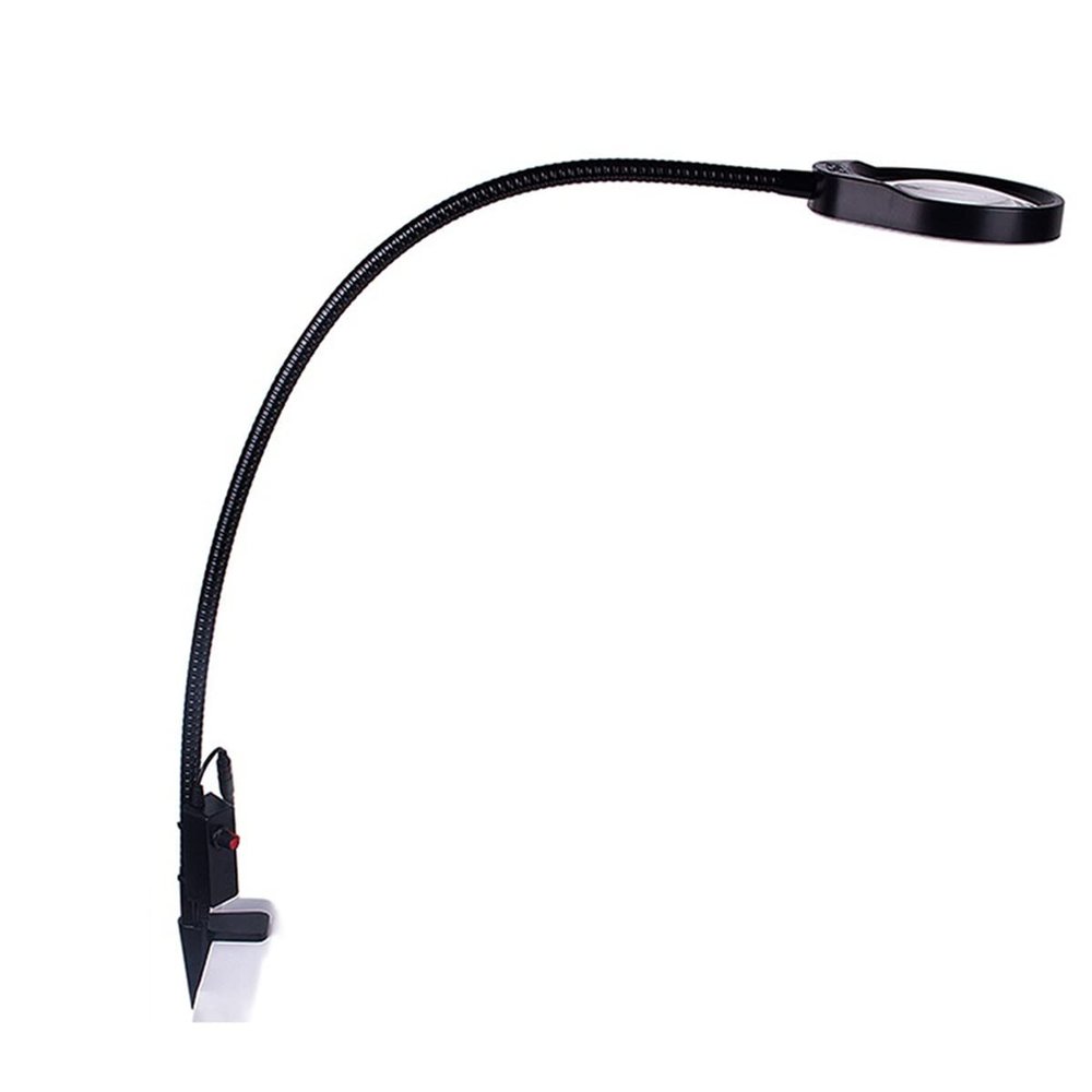 Microscope Kit Table Machine LED Lamp Illuminated Magnifier 10X Microscope Magnifying Glass with Stand Microscope Lens Adapters (Color : PD-032AL 10X Black)