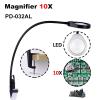 Microscope Kit Table Machine LED Lamp Illuminated Magnifier 10X Microscope Magnifying Glass with Stand Microscope Lens Adapters (Color : PD-032AL 10X Black) view 2