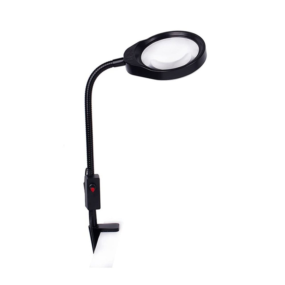 Microscope Kit Table Machine LED Lamp Illuminated Magnifier 10X Microscope Magnifying Glass with Stand Microscope Lens Adapters (Color : PD-032A 10X Black)