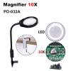 Microscope Kit Table Machine LED Lamp Illuminated Magnifier 10X Microscope Magnifying Glass with Stand Microscope Lens Adapters (Color : PD-032A 10X Black) view 2