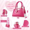 Shemira Play Purse for Little Girls, Princess Pretend Toys for Girls 3 4 5 6 7 8 Years Old, Christmas & Birthday Gift for Kids Age 3-5 4-6 6-8, Toddler Purse with Accessories, Kids Toy Purse,Pink view 2
