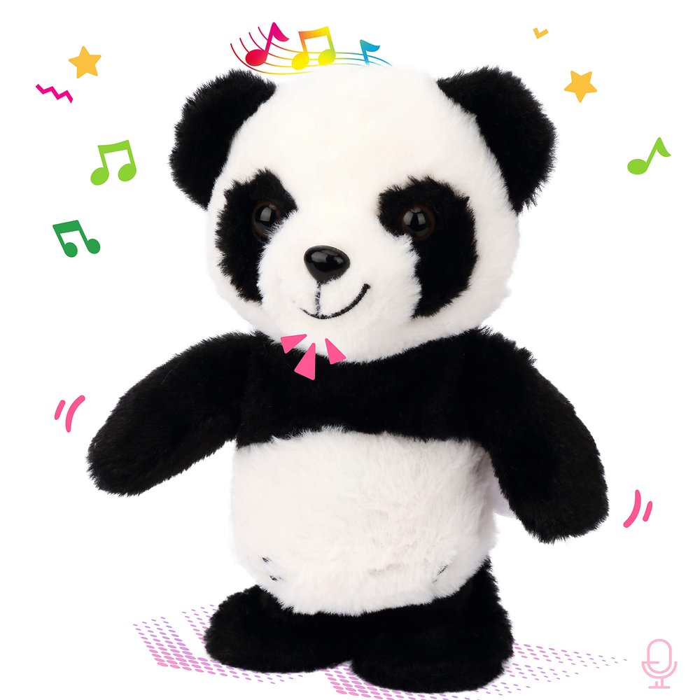 Easfan Talking Panda Repeats What You Say Electric Walking Singing Stuffed Animal Interactive Funny Plush Toy Musical Speaking Animated Toy Birthday for Kids Boys Girls, 8