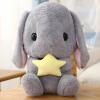 HOUPU Soft Toy - Sitting Lop Eared Rabbit, Easter White Rabbit Stuffed Bunny Animal with Carrot Soft Lovely Realistic Long-Eared Standing Pink Plush Toys (Gray-Star,25.5in/65cm) view 2