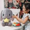 HOUPU Soft Toy - Sitting Lop Eared Rabbit, Easter White Rabbit Stuffed Bunny Animal with Carrot Soft Lovely Realistic Long-Eared Standing Pink Plush Toys (Gray-Star,25.5in/65cm) view 3
