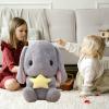 HOUPU Soft Toy - Sitting Lop Eared Rabbit, Easter White Rabbit Stuffed Bunny Animal with Carrot Soft Lovely Realistic Long-Eared Standing Pink Plush Toys (Gray-Star,25.5in/65cm) view 4