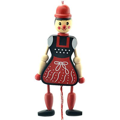SOIMISS Wood Puppets Doll Toys Margaretha Wood Hanging Pull String Puppet Toys with Movable Hands and Feet for Parent Child Interactive 4pcs