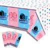 3Pcs Burnouts or Bows Gender Reveal Tablecloth Boy or Girl Plastic Table Cover He or She Party Decorations Supplies for Baby Shower Baby Gender Reveal Birthday Dessert Buffet Banquet Table Decor view 1