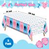 3Pcs Burnouts or Bows Gender Reveal Tablecloth Boy or Girl Plastic Table Cover He or She Party Decorations Supplies for Baby Shower Baby Gender Reveal Birthday Dessert Buffet Banquet Table Decor view 2