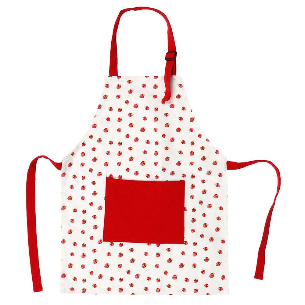 Toddler Chef Apron with Pocket, Kids Apron, Kids Apron Adjust Strap for Boys and Girls, Babies Kids Kitchen Cooking Baking Painting Apron Chefs Kitchen Red Strawberry, Kids Apron, Toddler C