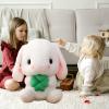 HOUPU Soft Toy - Sitting Lop Eared Rabbit, Easter White Rabbit Stuffed Bunny Animal with Carrot Soft Lovely Realistic Long-Eared Standing Pink Plush Toys (White-Four Leaf,25.5in/65cm) view 3