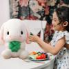 HOUPU Soft Toy - Sitting Lop Eared Rabbit, Easter White Rabbit Stuffed Bunny Animal with Carrot Soft Lovely Realistic Long-Eared Standing Pink Plush Toys (White-Four Leaf,25.5in/65cm) view 4