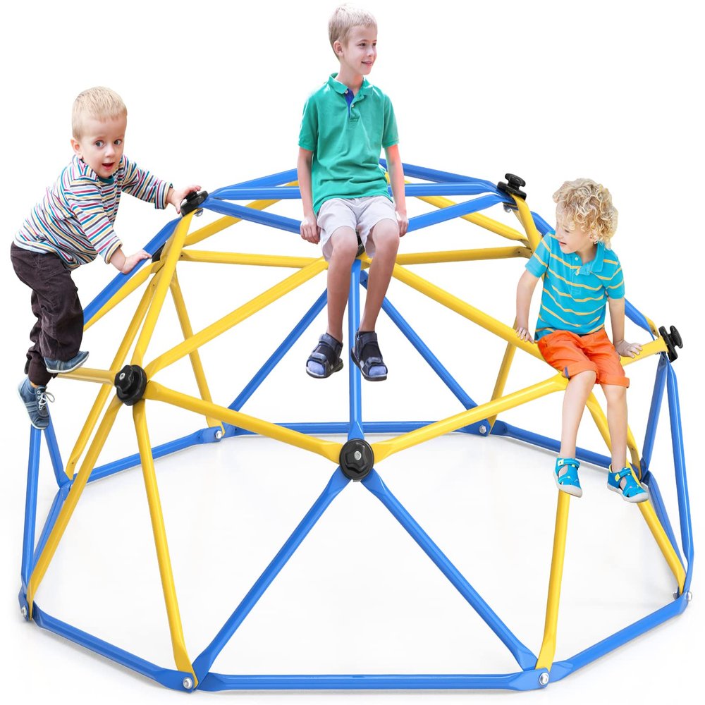 GIKPAL Climbing Dome, Upgraded 6FT Geometric Dome Climber with Climbing Grip for Kids Indoor Outdoor Play Equipment, Supports 600LBS Jungle Gym Playground Backyard Play Centre, Easy Assembly