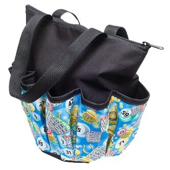 ABS Novelties Bingo Blue Pattern 10 Pocket Zipper Tote (black)