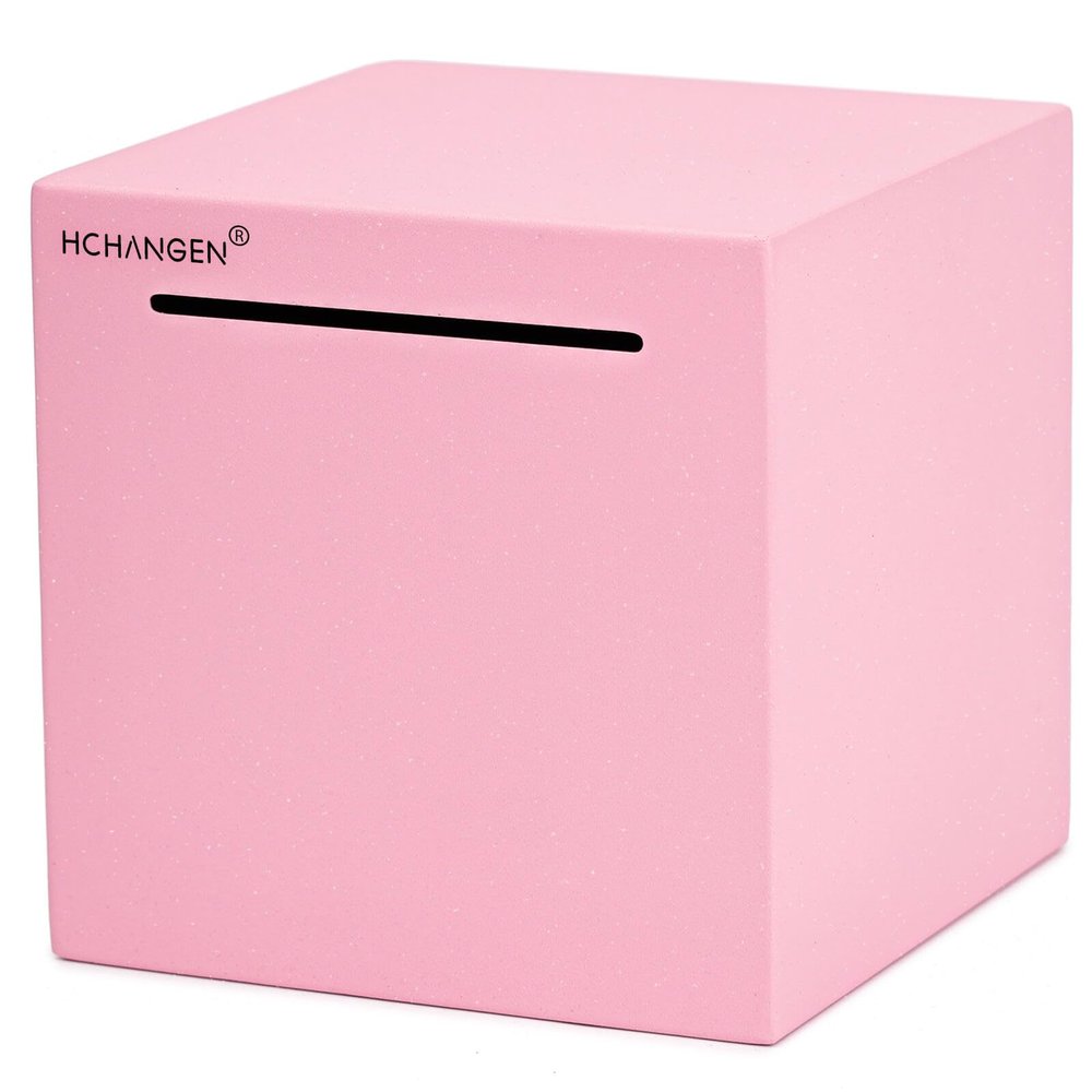 HCHANGEN Piggy Bank for Adults, Stainless Steel Savings Bank, Must Break to Open Metal Money Box for Cash Saving (Pink, 4.72inches)