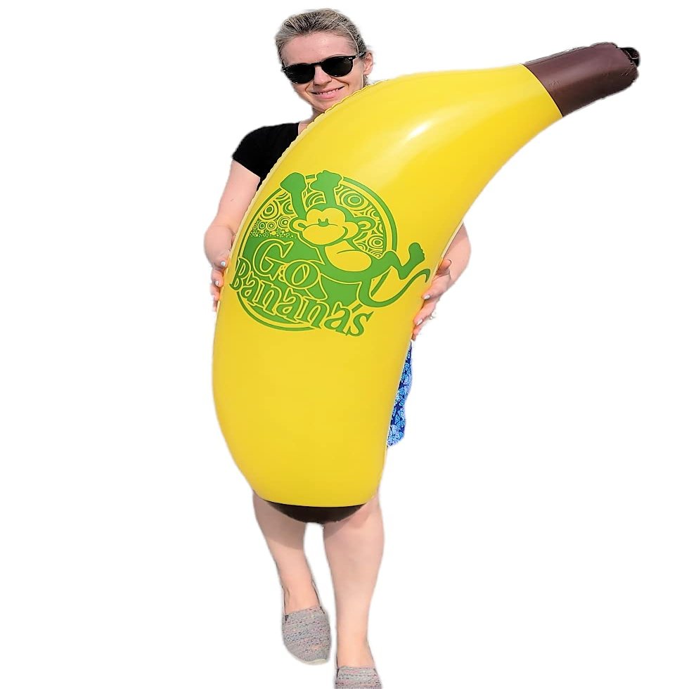 Cool Yellow Inflatable Banana (46") Vinyl. Safe Inflate Fruit. Pool Toy. Party Decoration. (2 Pack)