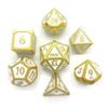 Metal D20 F Dice Critical Fail F 20 Sided Die Set DND Number Role Playing Game Dungeons and Dragons D&D Black Silver Red Blue Rainbow Gold Copper Purple Green Pink White (Full Set, White and Gold) view 1