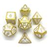 Metal D20 F Dice Critical Fail F 20 Sided Die Set DND Number Role Playing Game Dungeons and Dragons D&D Black Silver Red Blue Rainbow Gold Copper Purple Green Pink White (Full Set, White and Gold) view 2