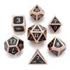 Metal D20 F Dice Critical Fail F 20 Sided Die Set DND Number Role Playing Game Dungeons and Dragons D&D Black Silver Red Blue Rainbow Gold Copper Purple Green Pink White (Full Set, Black and Copper) view 1