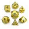 Metal D20 F Dice Critical Fail F 20 Sided Die Set DND Number Role Playing Game Dungeons and Dragons D&D Black Gunmetal Silver Red Blue Rainbow Gold Copper Purple Green Pink White (Full Set, Gold) view 1