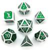Metal D20 F Dice Critical Fail F 20 Sided Die Set DND Number Role Playing Game Dungeons and Dragons D&D Black Silver Red Blue Rainbow Gold Copper Purple Green Pink White (Full Set, Green and Silver) view 2