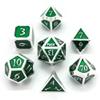 Metal D20 F Dice Critical Fail F 20 Sided Die Set DND Number Role Playing Game Dungeons and Dragons D&D Black Silver Red Blue Rainbow Gold Copper Purple Green Pink White (Full Set, Green and Silver) view 3