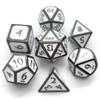 Metal D20 F Dice Critical Fail 20 Sided Die Set DND Number Role Playing Game Dungeons and Dragons D&D Black Silver Red Blue Rainbow Gold Copper Purple Green Pink White (Full Set, White and Black) view 2