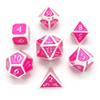 Metal D20 F Dice Critical Fail F 20 Sided Die Set DND Number Role Playing Game Dungeons and Dragons D&D Shadowrun Black Silver Red Blue Gold Copper Purple Green Pink White (Full Set, Pink and Silver) view 1