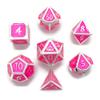 Metal D20 F Dice Critical Fail F 20 Sided Die Set DND Number Role Playing Game Dungeons and Dragons D&D Shadowrun Black Silver Red Blue Gold Copper Purple Green Pink White (Full Set, Pink and Silver) view 2