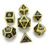 Metal D20 F Dice Critical Fail F 20 Sided Die Set DND Number Role Playing Game Dungeons and Dragons D&D Black Silver Red Blue Rainbow Gold Copper Purple Green Pink White (Full Set, Black and Gold) view 1