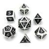 Metal D20 F Dice Critical Fail F 20 Sided Die Set DND Number Role Playing Game Dungeons and Dragons D&D Black Gunmetal Silver Red Blue Gold Copper Purple Green Pink White (Full Set, Black and Silver) view 1