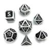 Metal D20 F Dice Critical Fail F 20 Sided Die Set DND Number Role Playing Game Dungeons and Dragons D&D Black Gunmetal Silver Red Blue Gold Copper Purple Green Pink White (Full Set, Black and Silver) view 2