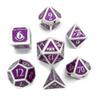 Metal D20 F Dice Critical Fail F 20 Sided Die Set DND Number Role Playing Game Dungeons and Dragons D&D Black Silver Red Blue Gold Copper Purple Green Pink White (Full Set, Purple and Silver) view 1