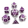 Metal D20 F Dice Critical Fail F 20 Sided Die Set DND Number Role Playing Game Dungeons and Dragons D&D Black Silver Red Blue Gold Copper Purple Green Pink White (Full Set, Purple and Silver) view 2