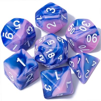 CiaraQ DND Polyhedral Dice Set with Dice Bag for Dungeons and Dragons RPG MTG Role Playing Table Games (Blue Mixed Pink)