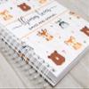 Personalized Twin Baby Memory Book - Hardcover First Year Album Customized with Babies Names - Prompted Baby Journal (Forest Friends) view 2