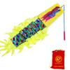 DSJUGGLING 3 Meters (9.8 FT) Golden Scale Dragon Poi, Outdoor Flinging Fitness Dragon Dance 3D Rainbow Color Dragon Ribbon Streamer with Fiberglass Handstick + Travel Bag! (Holographic Green) view 3