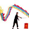 DSJUGGLING 3 Meters (9.8 FT) Golden Scale Dragon Poi, Outdoor Flinging Fitness Dragon Dance 3D Rainbow Color Dragon Ribbon Streamer with Fiberglass Handstick + Travel Bag! (Rainbow Dragon) view 1